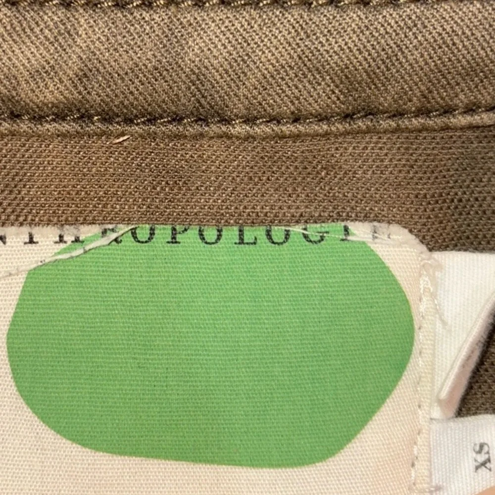 Anthropologie Military Peplem Embroidered/Beaded Jacket Size XSmall Olive Green